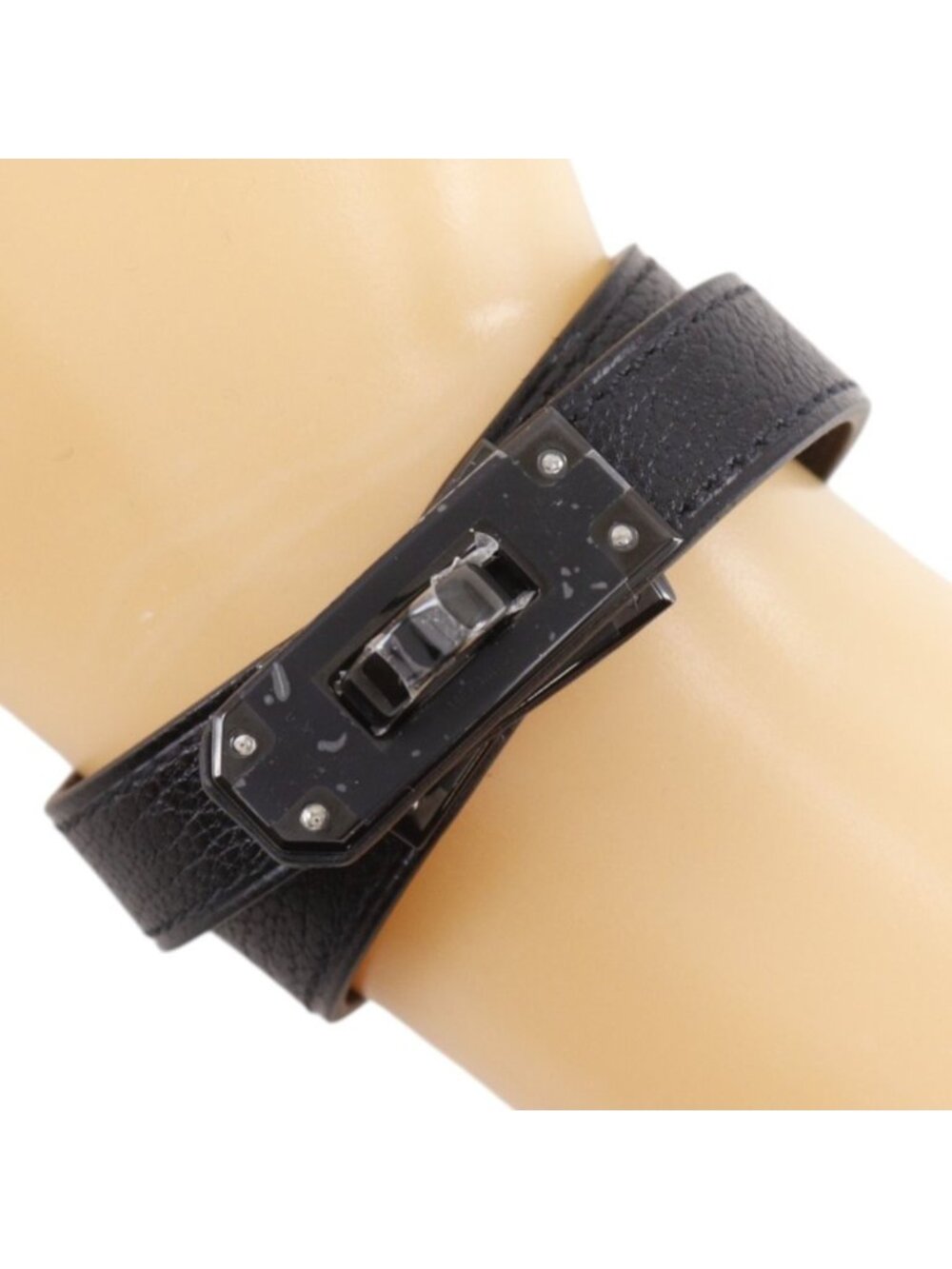 Hermes Kelly Bracelet Double Tour Monochrome Chevre Black